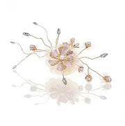 Elysian Handwoven Silk Pearl Crystal Opulence Bridal Hair Clip - MOGHANT