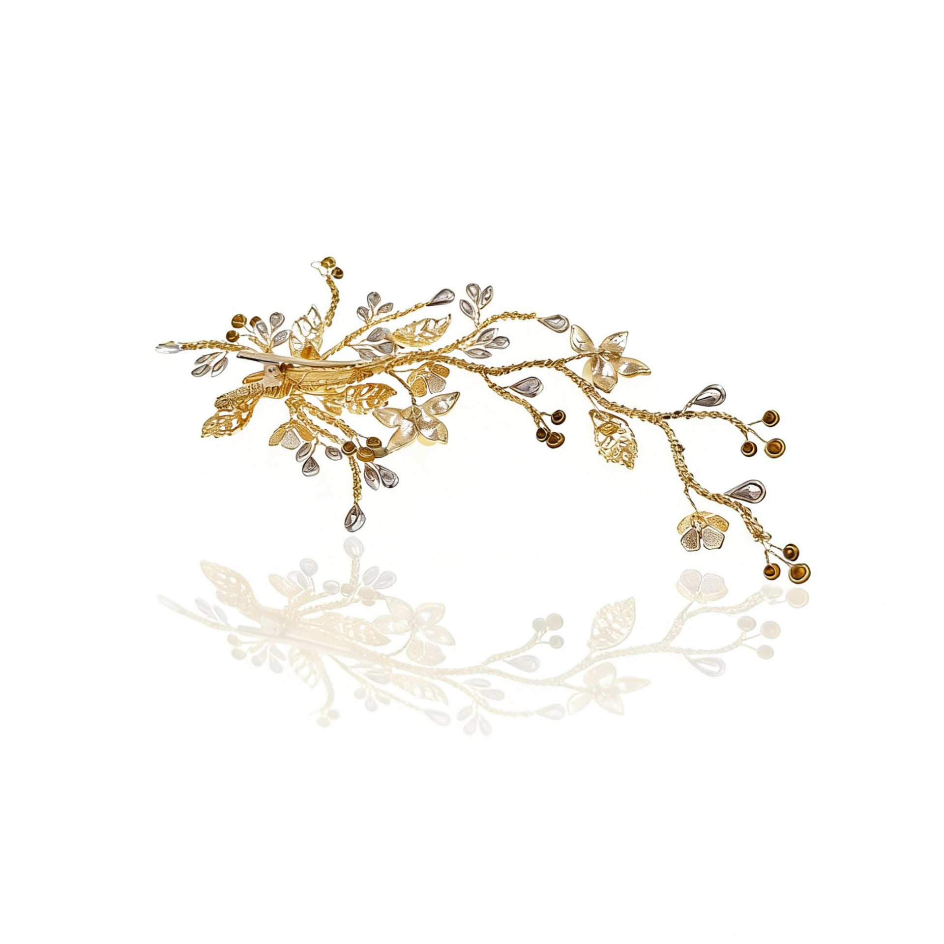 Elysian Handwoven Royal Vintage Foliage Bridal Hair Clip - MOGHANT