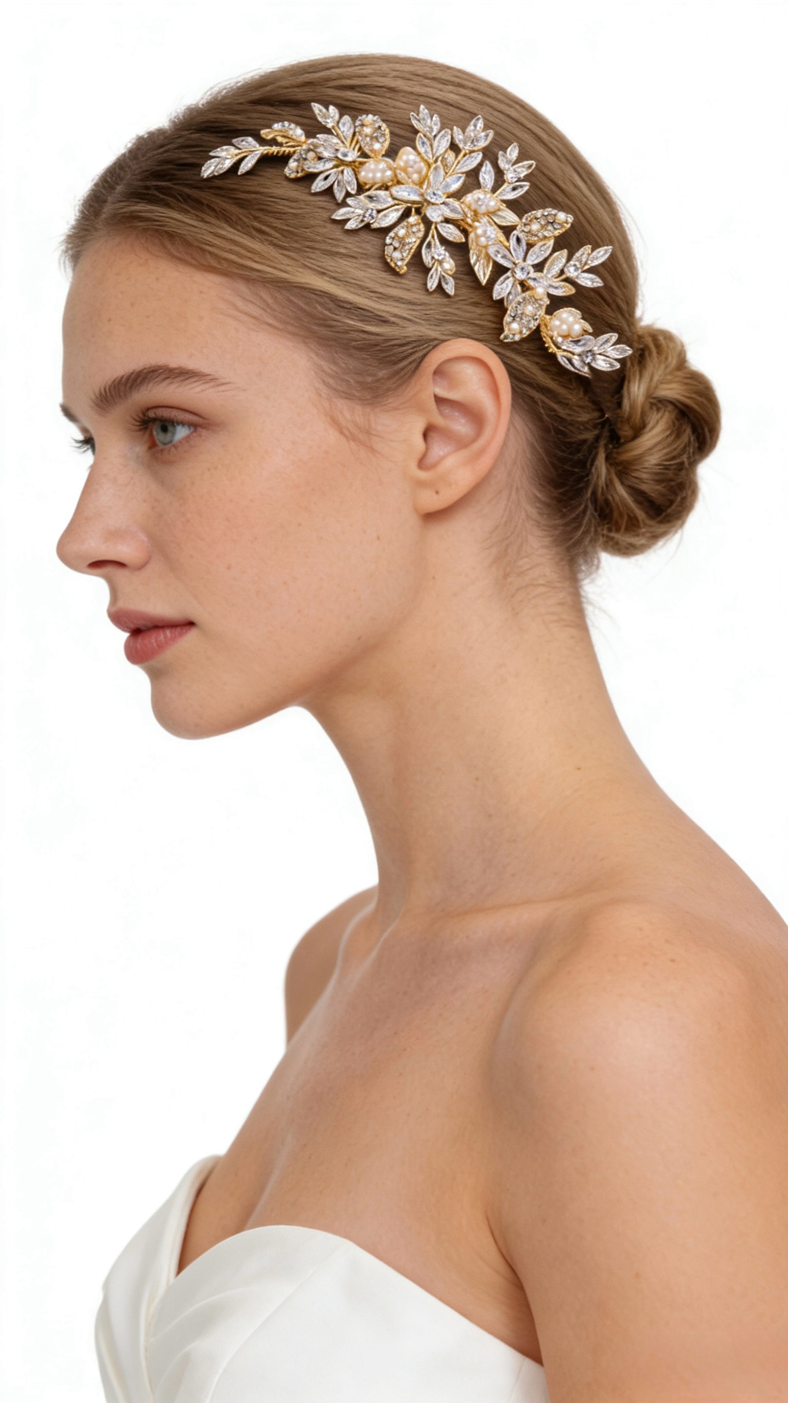 Elysian Handwoven Timeless Pearl & Crystal Majesty Bridal Hair Comb - MOGHANT