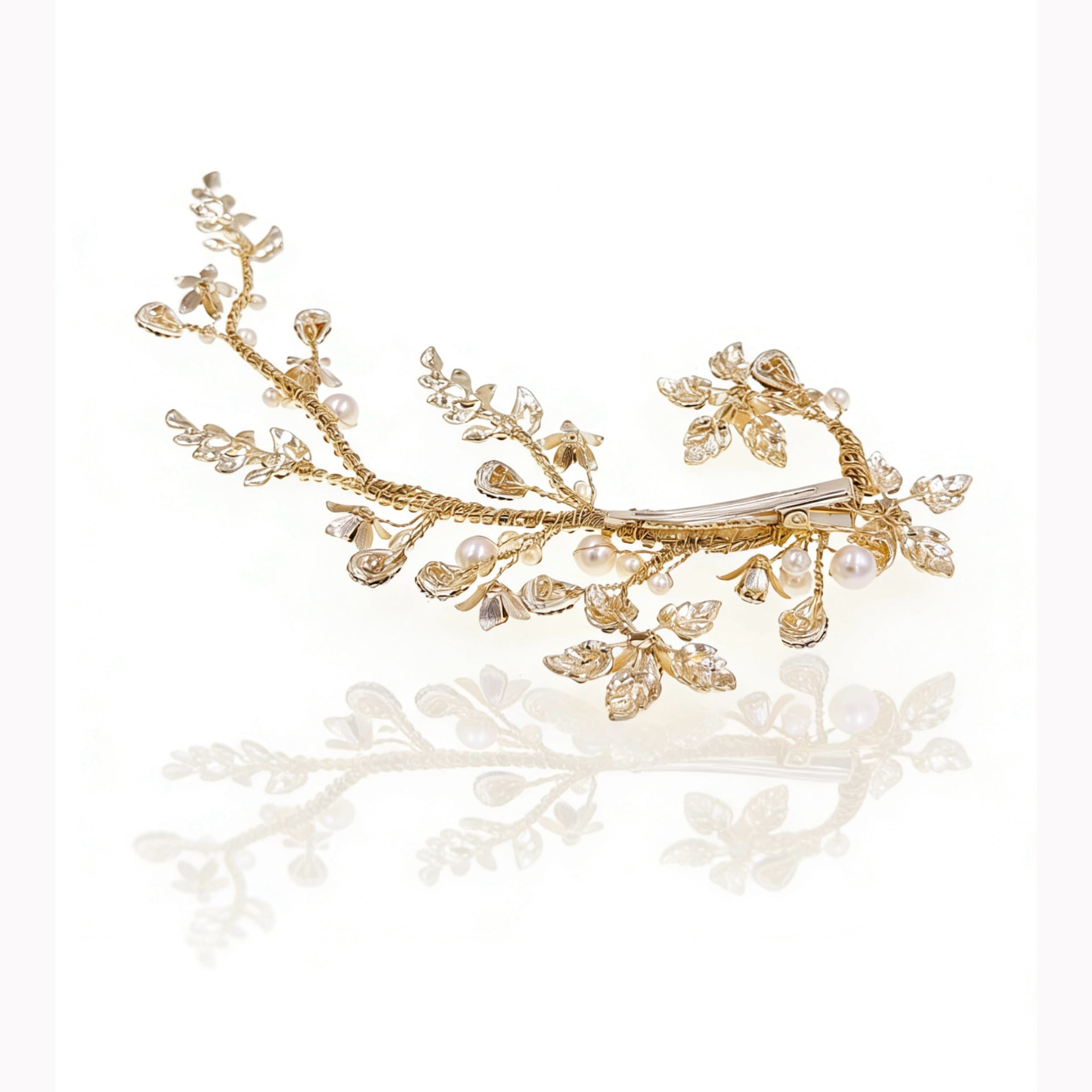Elysian Handwoven Blooming Branch Bridal Hair Clip - MOGHANT
