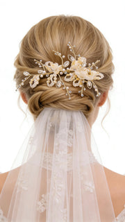 Elysian Handwoven Blossom Vine Bridal Hair Clip - MOGHANT