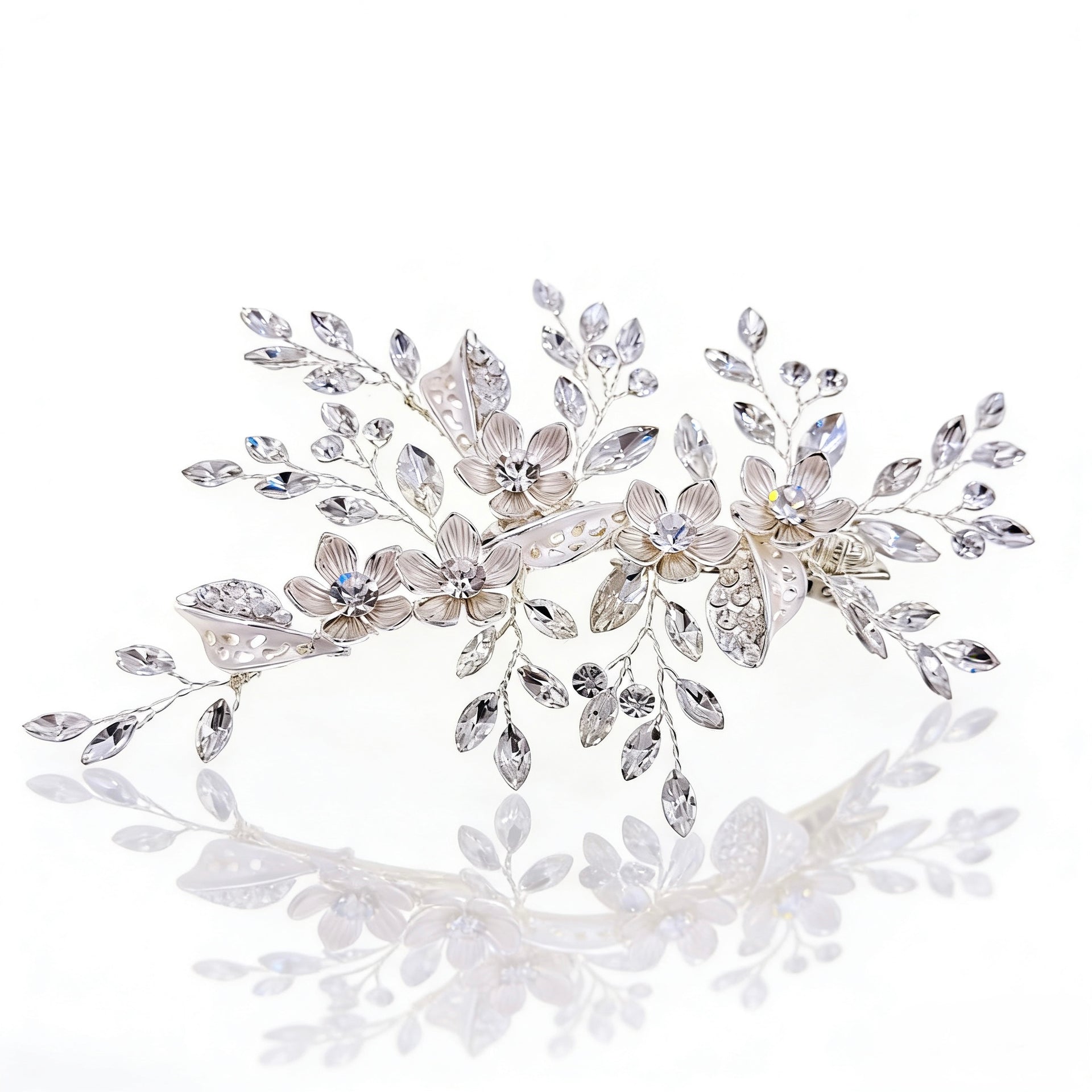 Elysian Handwoven Crystal Wildflower Bridal Hair Clip - MOGHANT