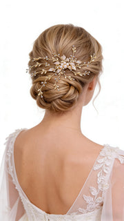 Elysian Handwoven Radiant Pearl Aura Bridal Hair Clip - MOGHANT