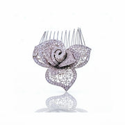 Lumina Layered Rose Micro Pavé Bridal Hair Comb - MOGHANT
