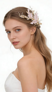 Elysian Handwoven Royal Feather Foliage Bridal Hair Clip - MOGHANT