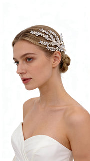 Elysian Handwoven Pearl Botanica Bridal Hair Clip - MOGHANT