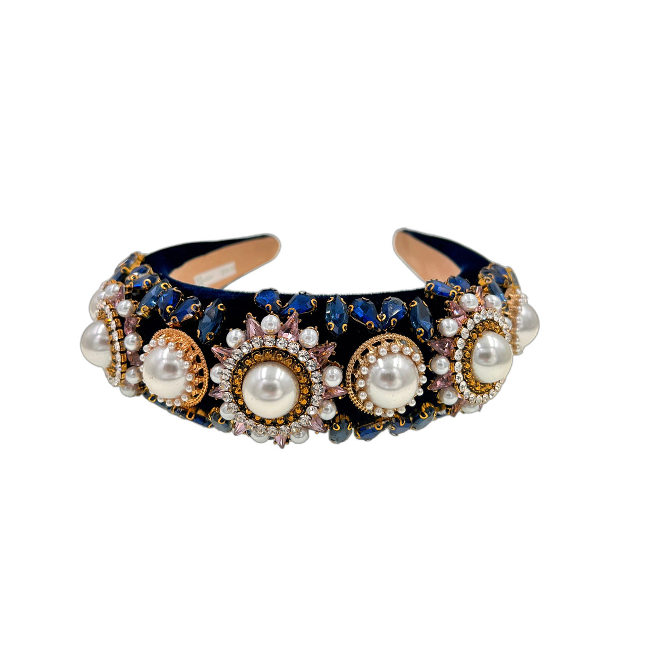 Velvet Bloom · Sapphire & Pearl Baroque Headband