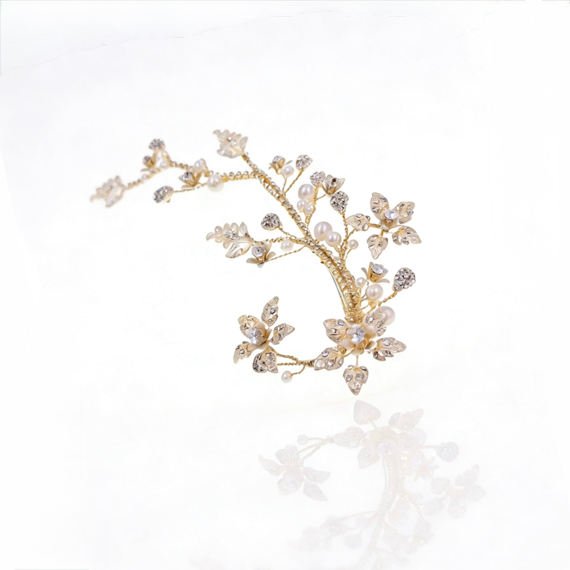 Elysian Handwoven Blooming Branch Bridal Hair Clip - MOGHANT