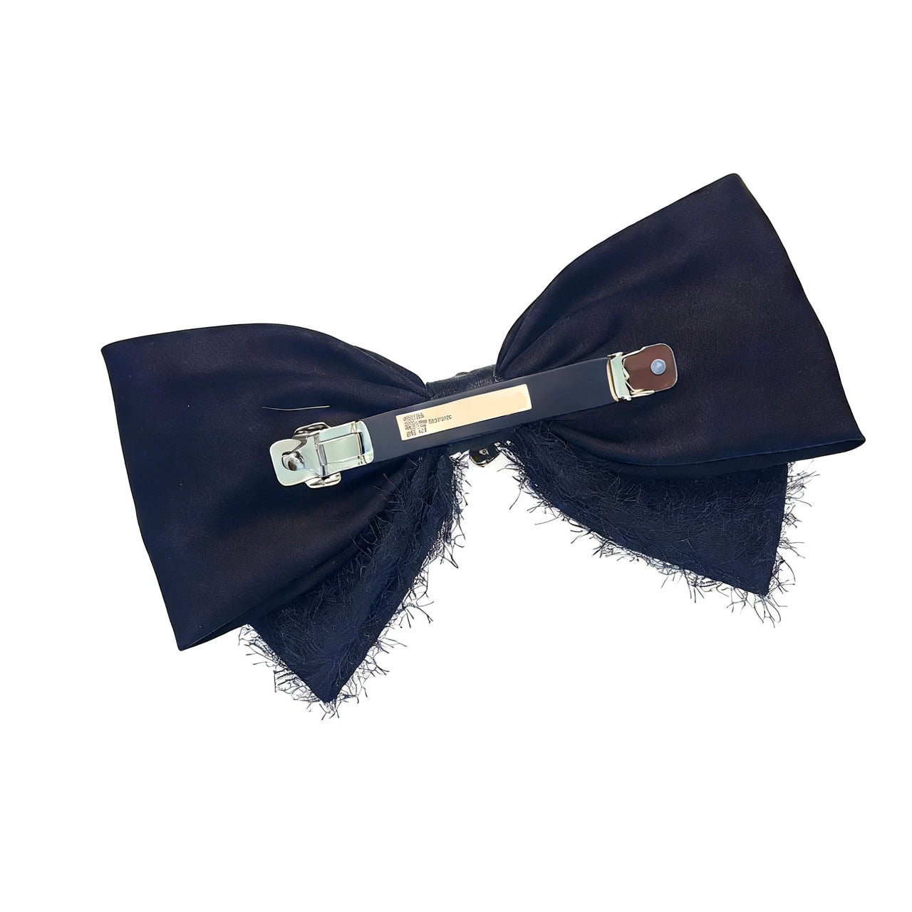 Cristal Velours Tweed Double Bow Barrette - MOGHANT