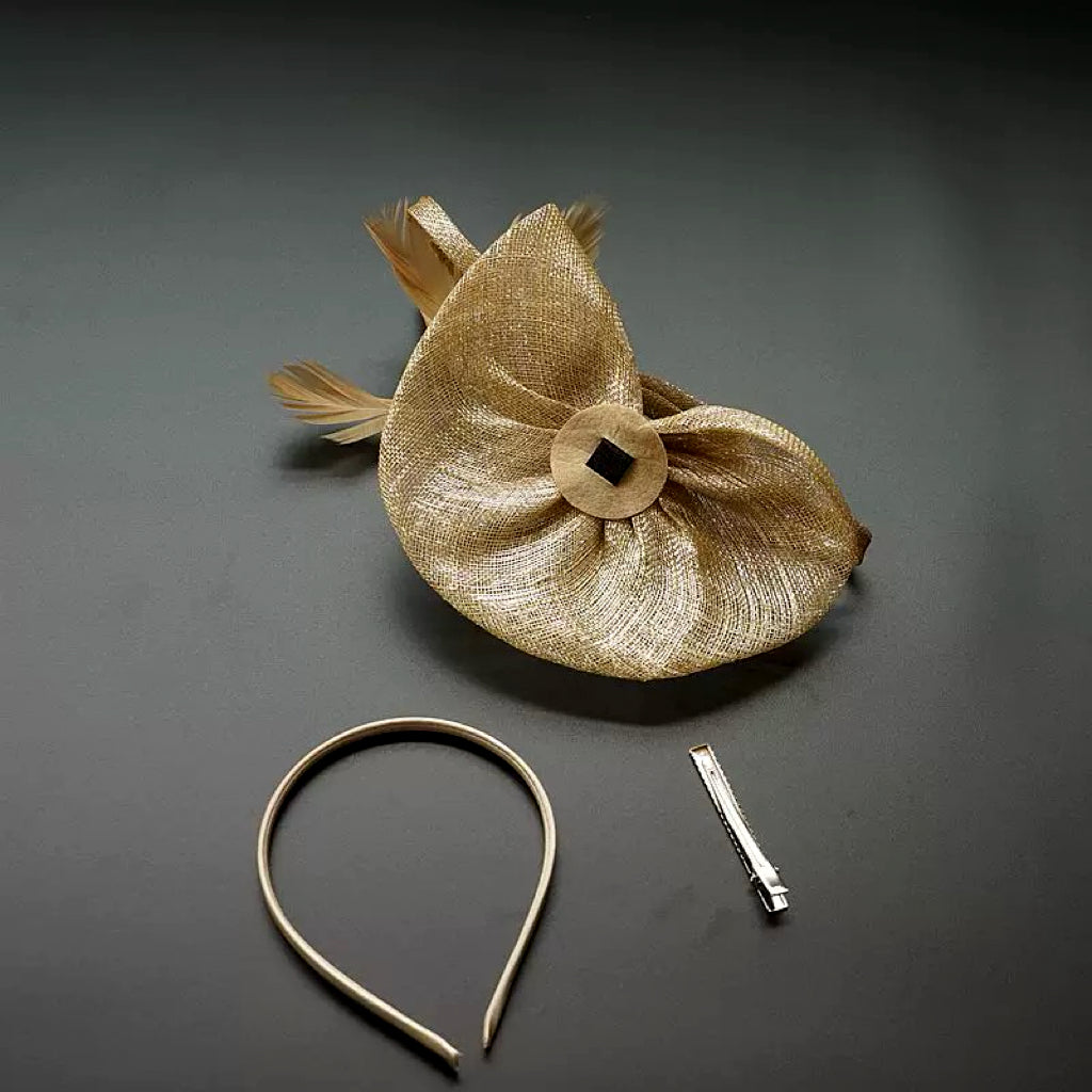 Abacá Bow & Plume Fascinator F3008 - MOGHANT