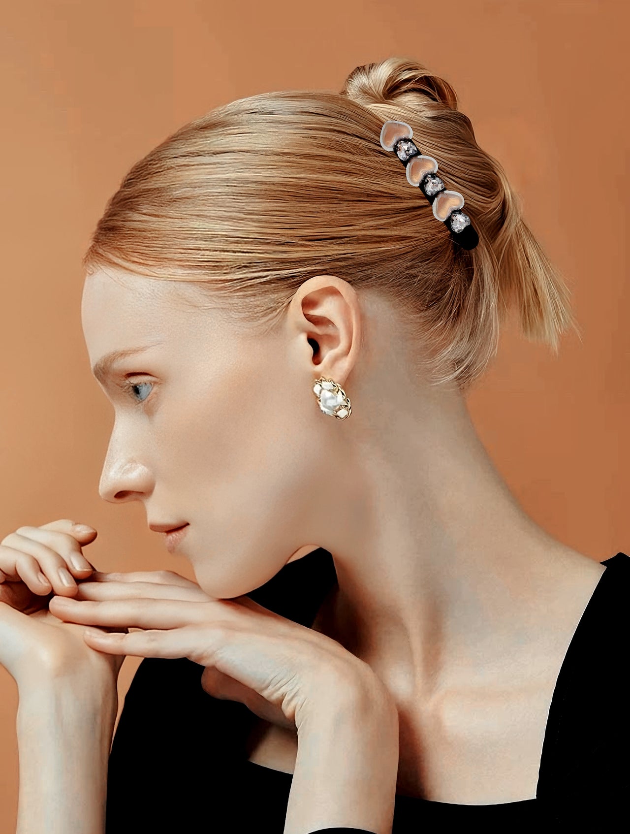 Pearl Prism · Radiant Heart Crystal Pearl Alligator Clip