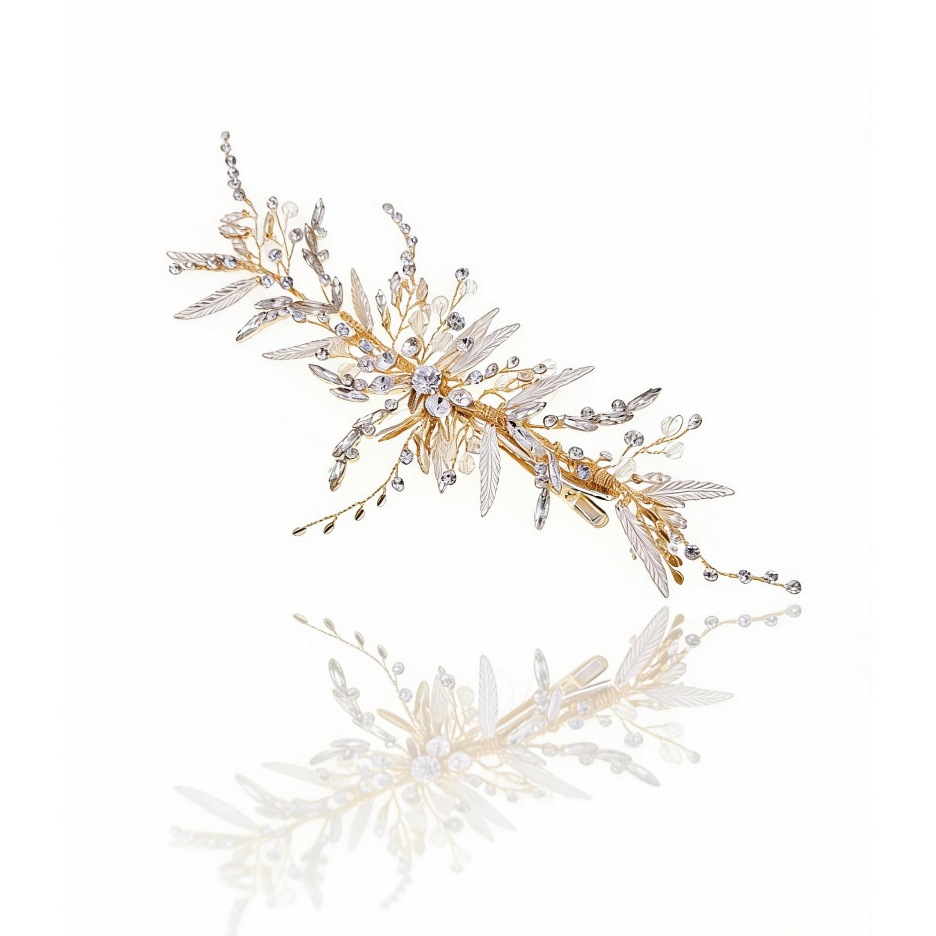 Elysian Handwoven Elongated Vine Elegance Bridal Hair Clip - MOGHANT