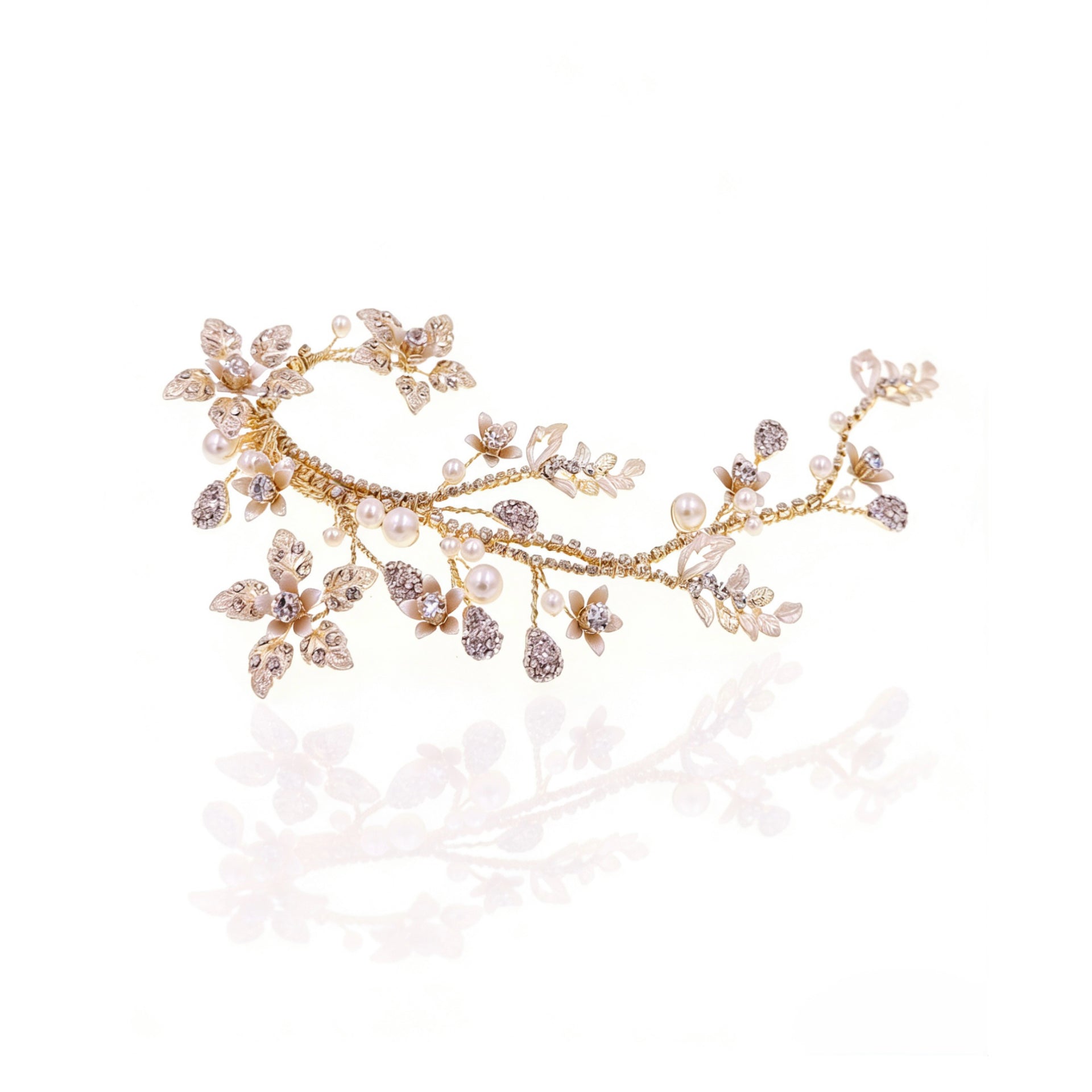 Elysian Handwoven Blooming Branch Bridal Hair Clip - MOGHANT