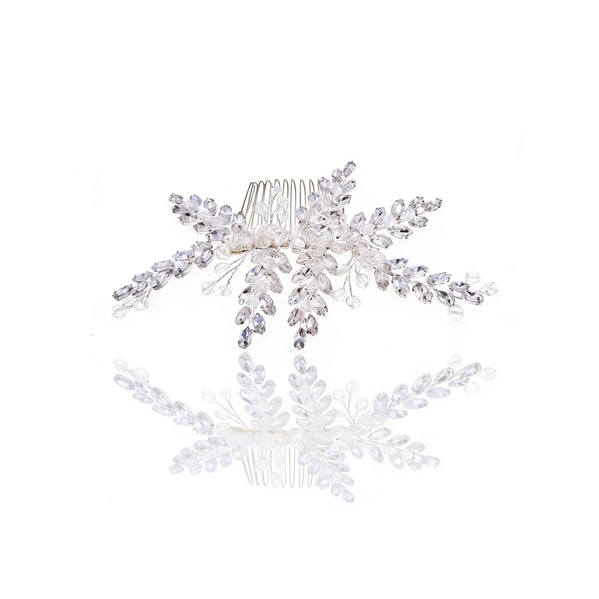 Elysian Handwoven Austrian Crystal Verdant Leaf Bridal Hair Comb - MOGHANT