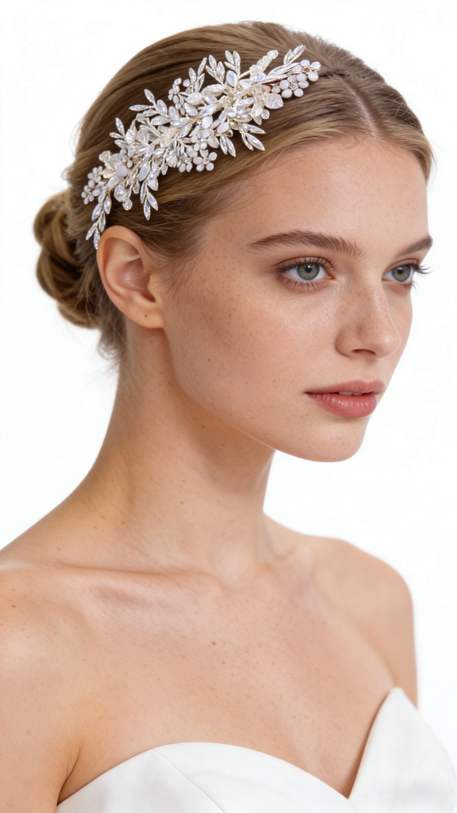 Elysian Handwoven Emerald Jelly Crystal Foliage Bridal Hair Clip - MOGHANT