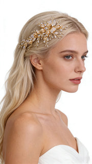 Elysian Handwoven Budding Rose Luxe Bridal Hair Clip - MOGHANT