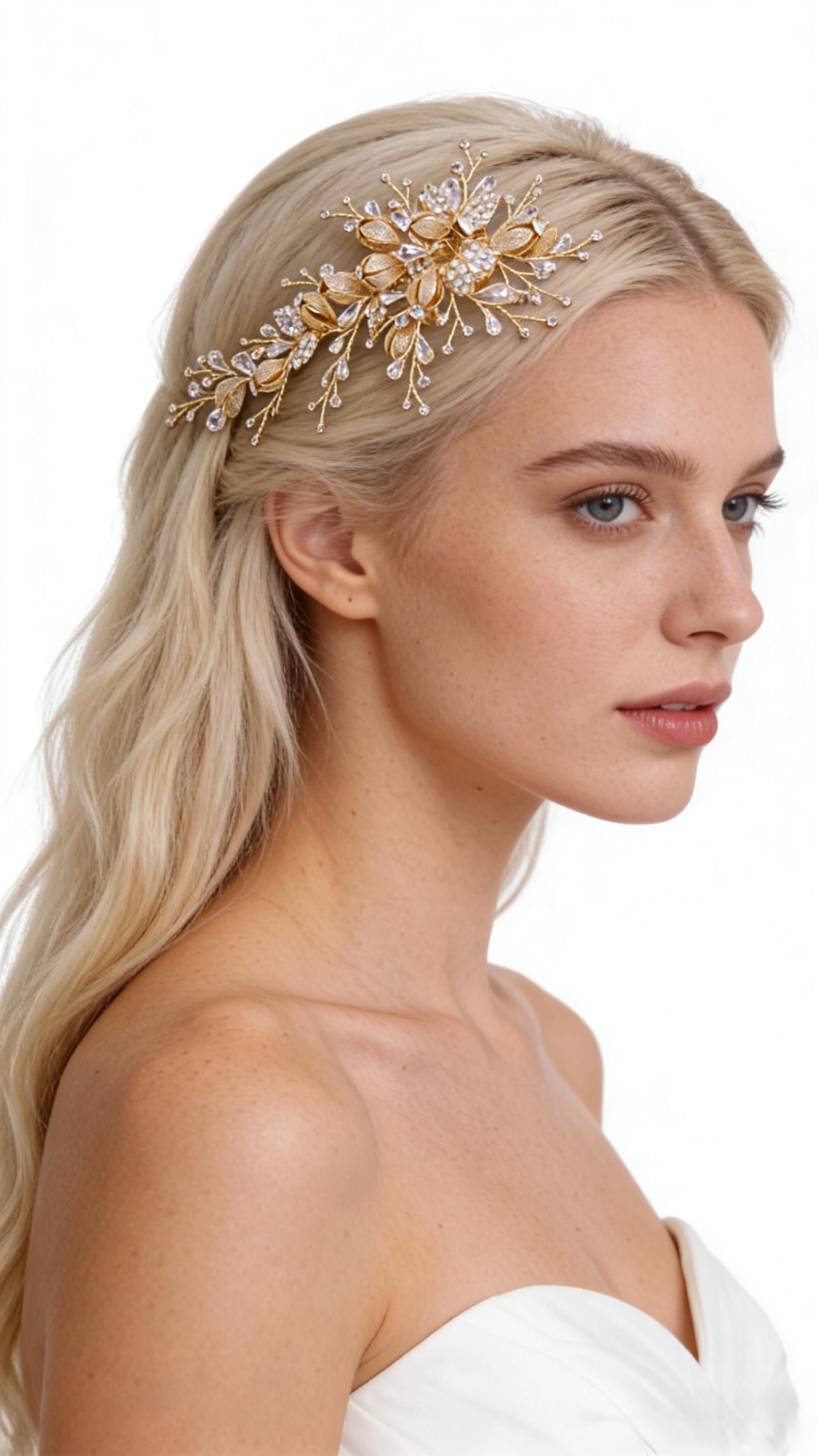 Elysian Handwoven Budding Rose Luxe Bridal Hair Clip - MOGHANT