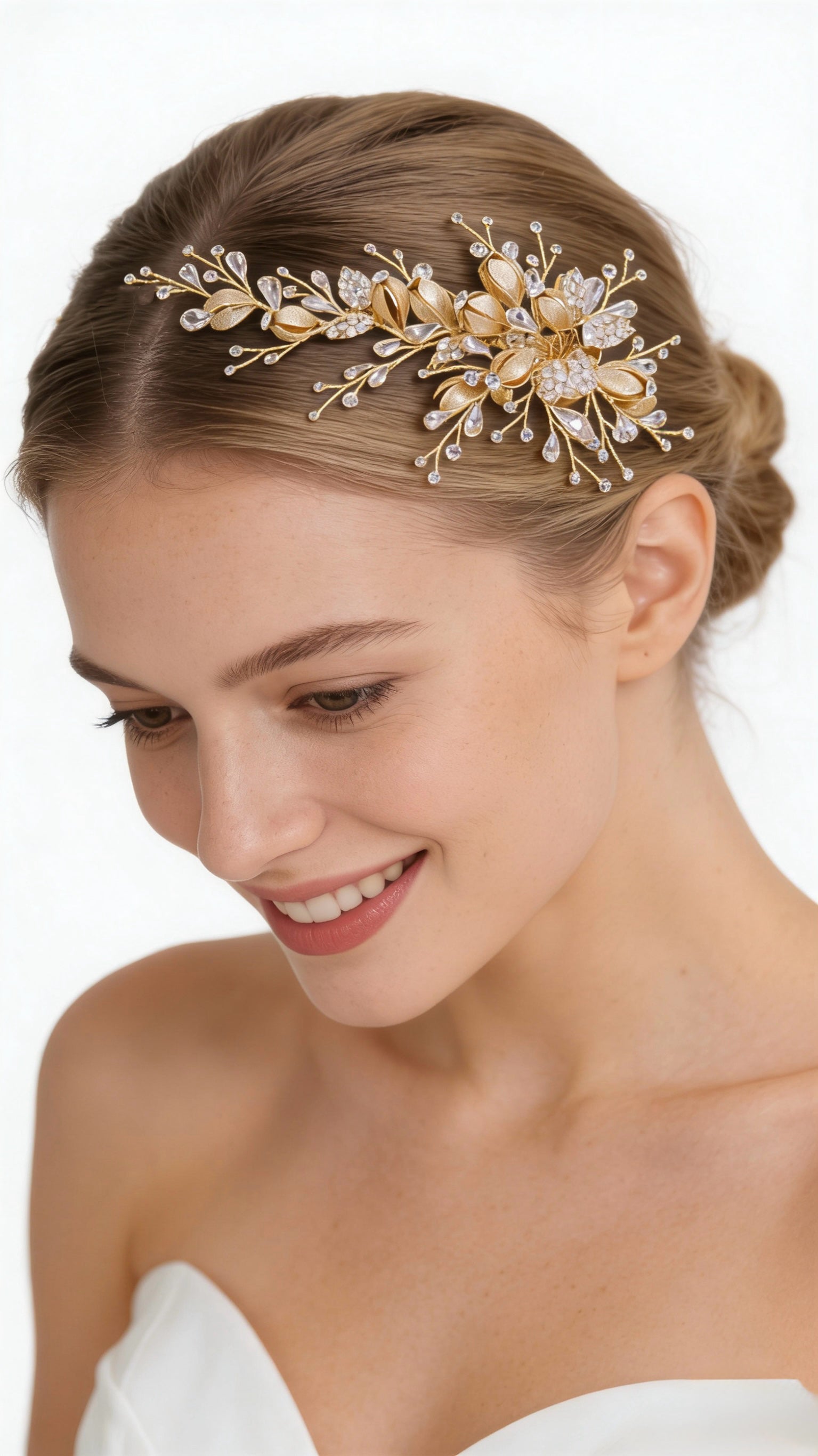 Elysian Handwoven Budding Rose Luxe Bridal Hair Clip - MOGHANT