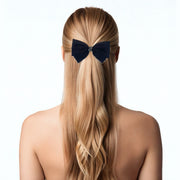 Cristal Velours Tweed Double Bow Barrette - MOGHANT