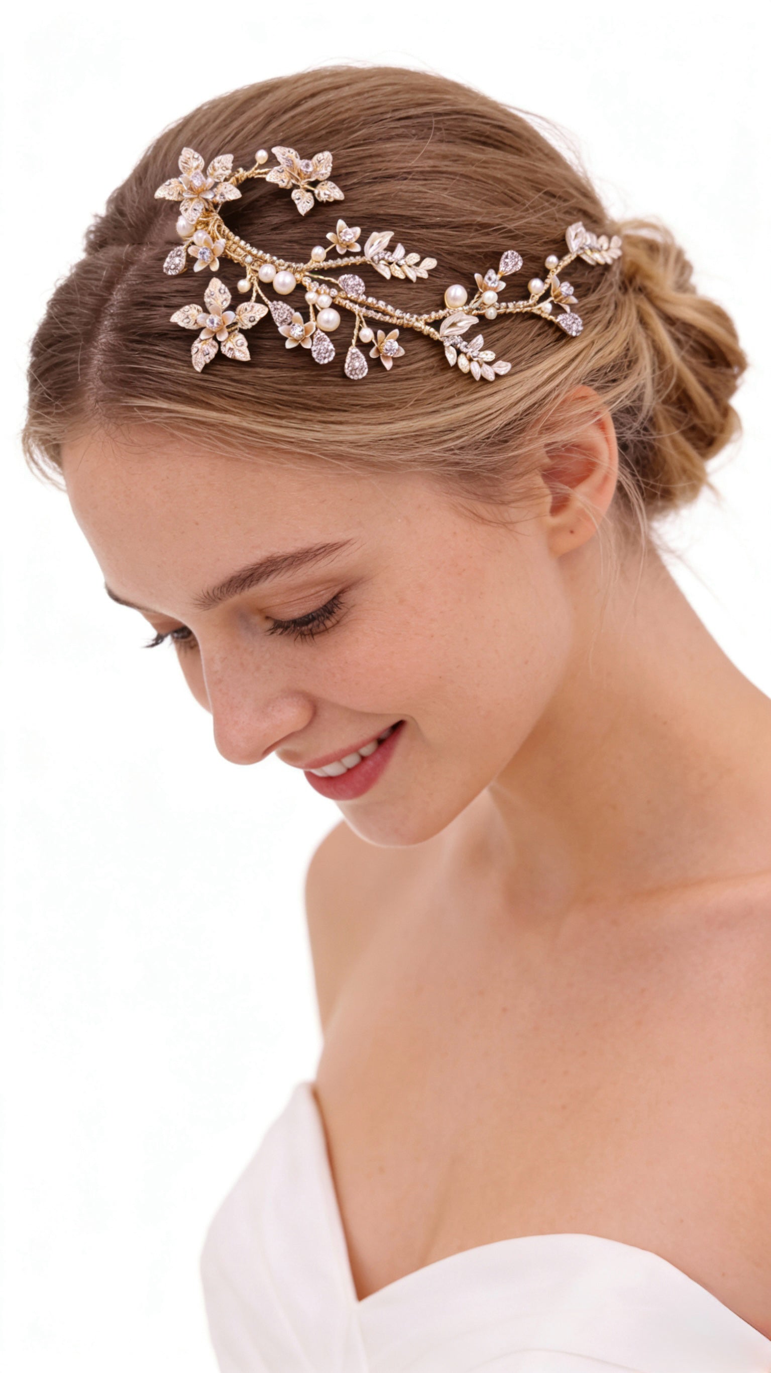 Elysian Handwoven Blooming Branch Bridal Hair Clip - MOGHANT