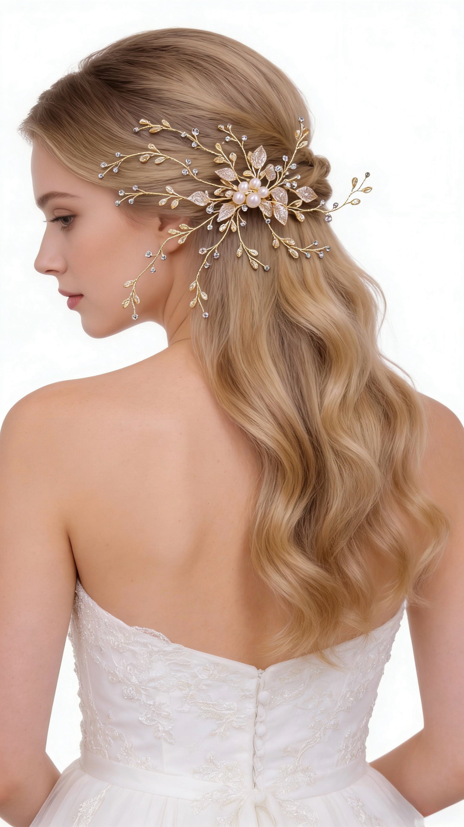 Elysian Handwoven Radiant Pearl Aura Bridal Hair Clip - MOGHANT