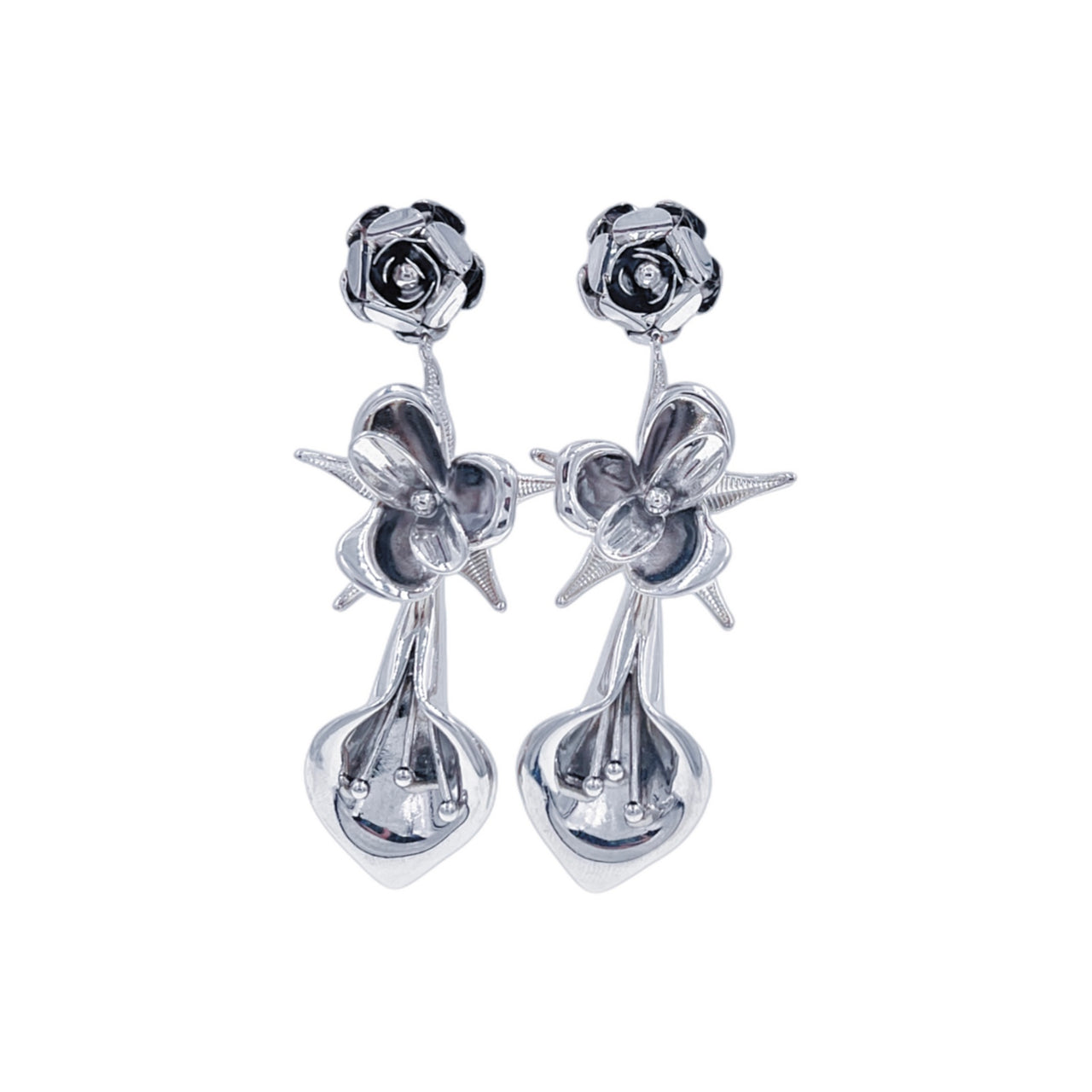 Noctis Floraison · Vintage Silver Bloom Flower Earrings
