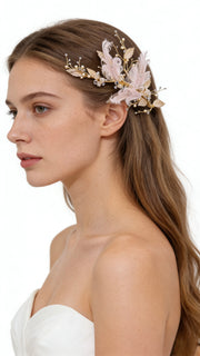 Elysian Handwoven Royal Feather Foliage Bridal Hair Clip - MOGHANT