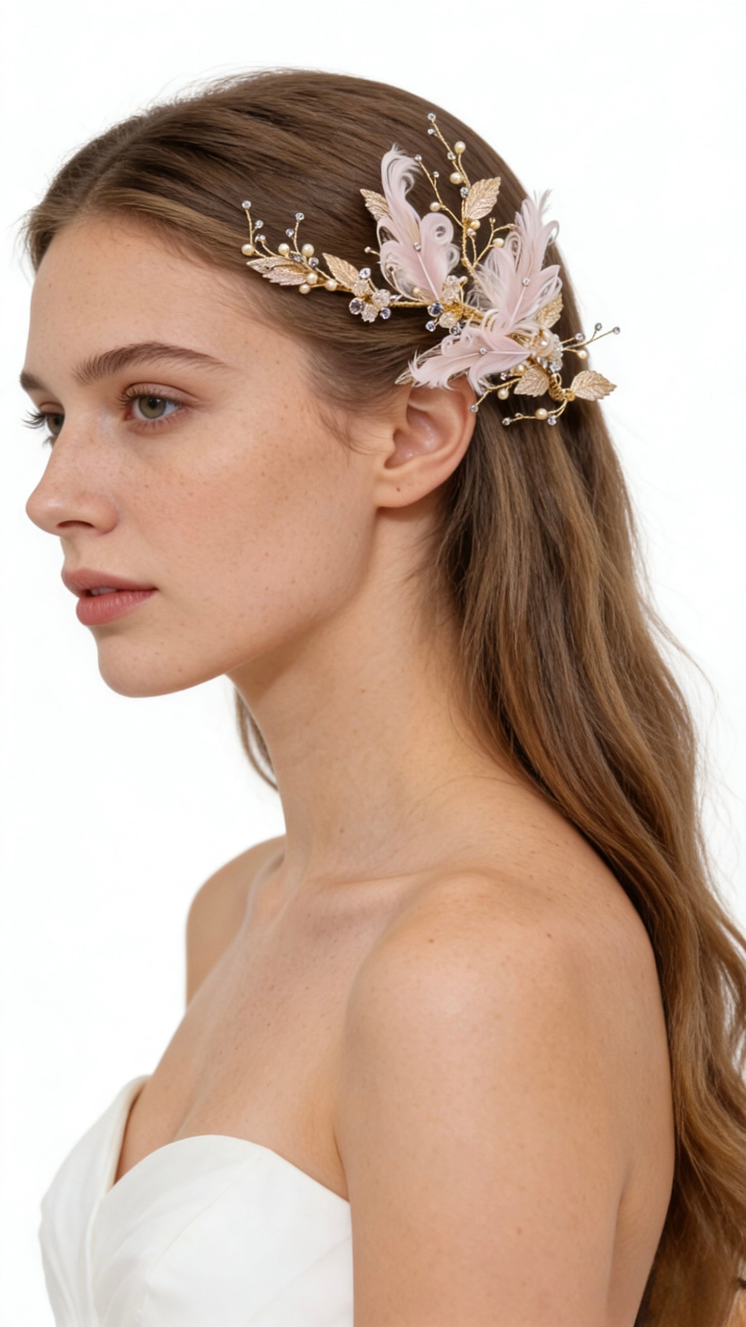 Elysian Handwoven Royal Feather Foliage Bridal Hair Clip - MOGHANT