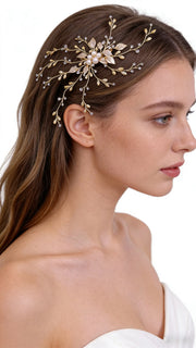 Elysian Handwoven Radiant Pearl Aura Bridal Hair Clip - MOGHANT