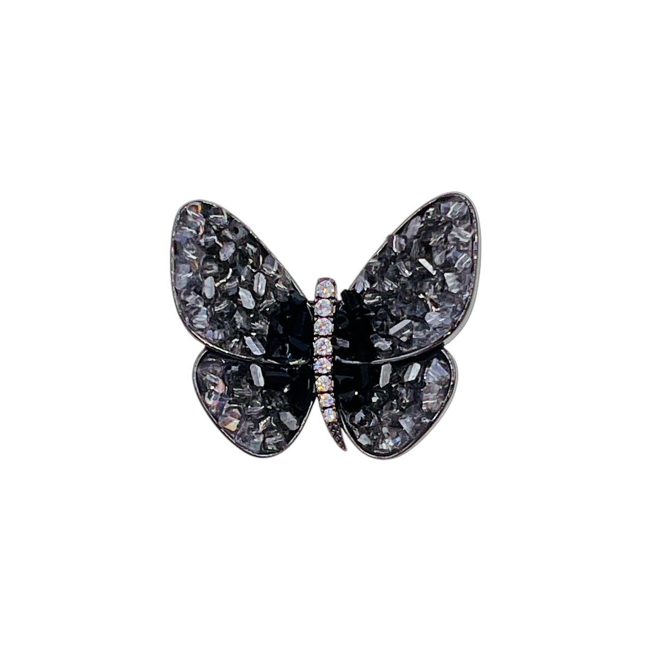 Noire Papillon · Black Crystal Butterfly Brooch