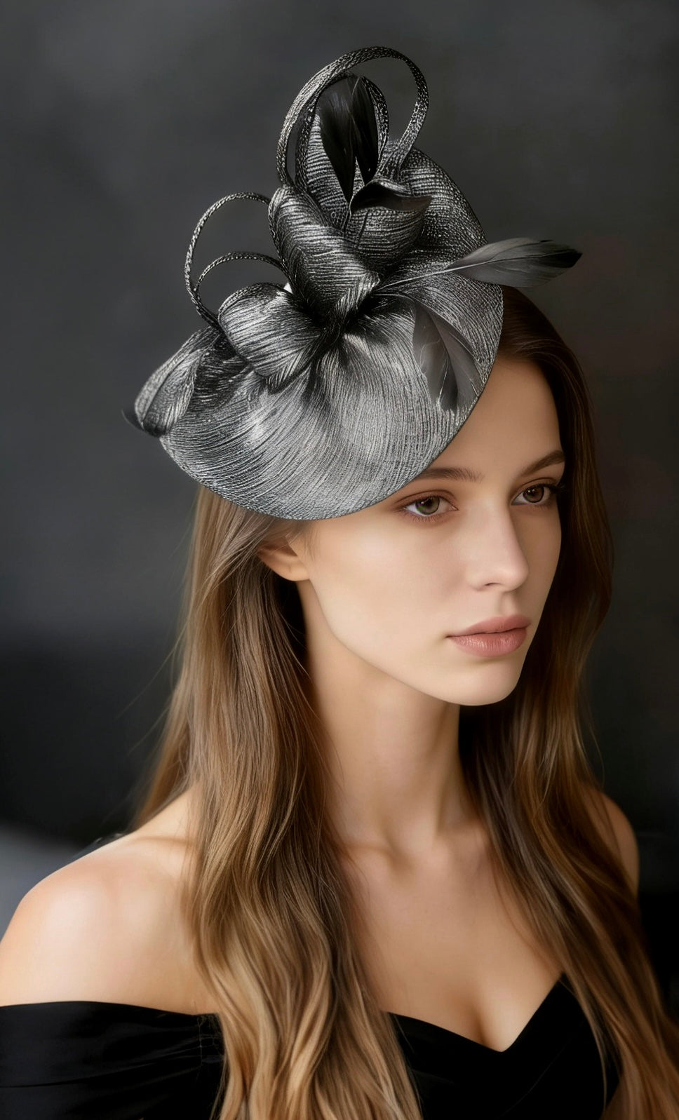 Abacá Bow & Plume Fascinator F3008 - MOGHANT