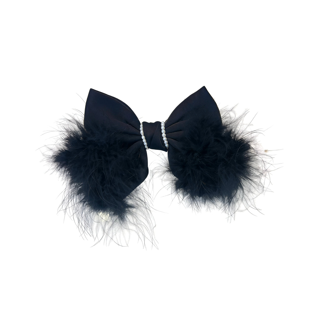 Perla Plume Satin Ostrich Bow Barrette - MOGHANT