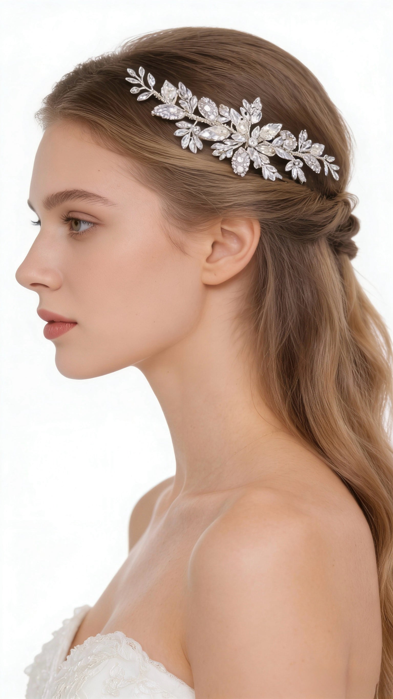 Elysian Handwoven Timeless Pearl & Crystal Majesty Bridal Hair Comb - MOGHANT