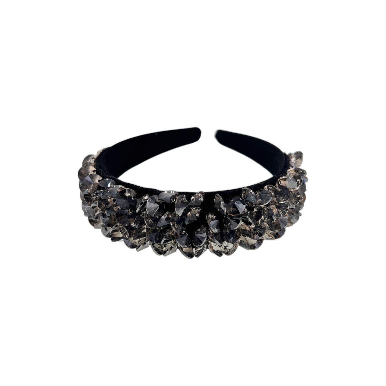 Noir Veil Headband · Black Crystals
