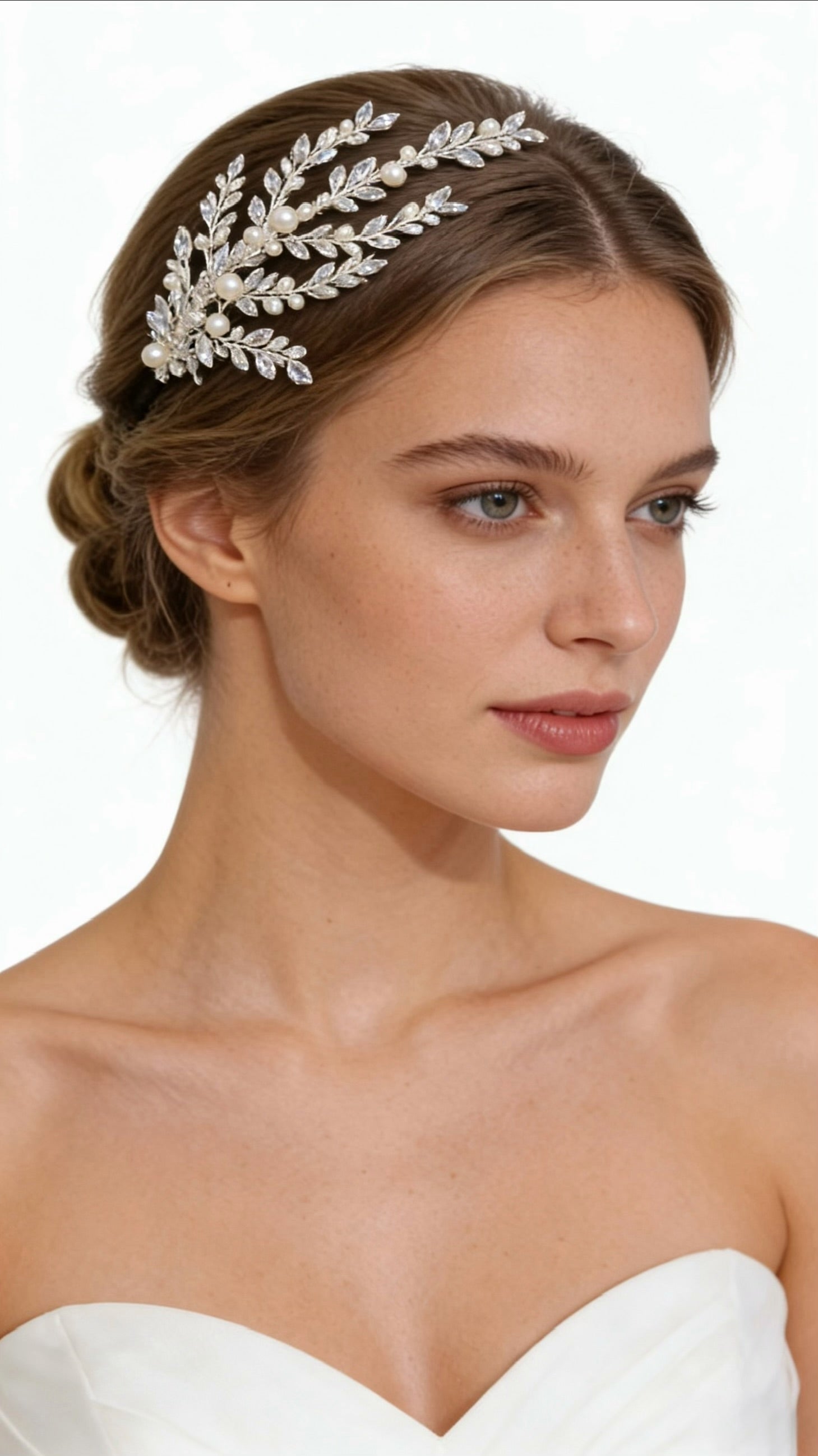 Elysian Handwoven Pearl Botanica Bridal Hair Clip - MOGHANT