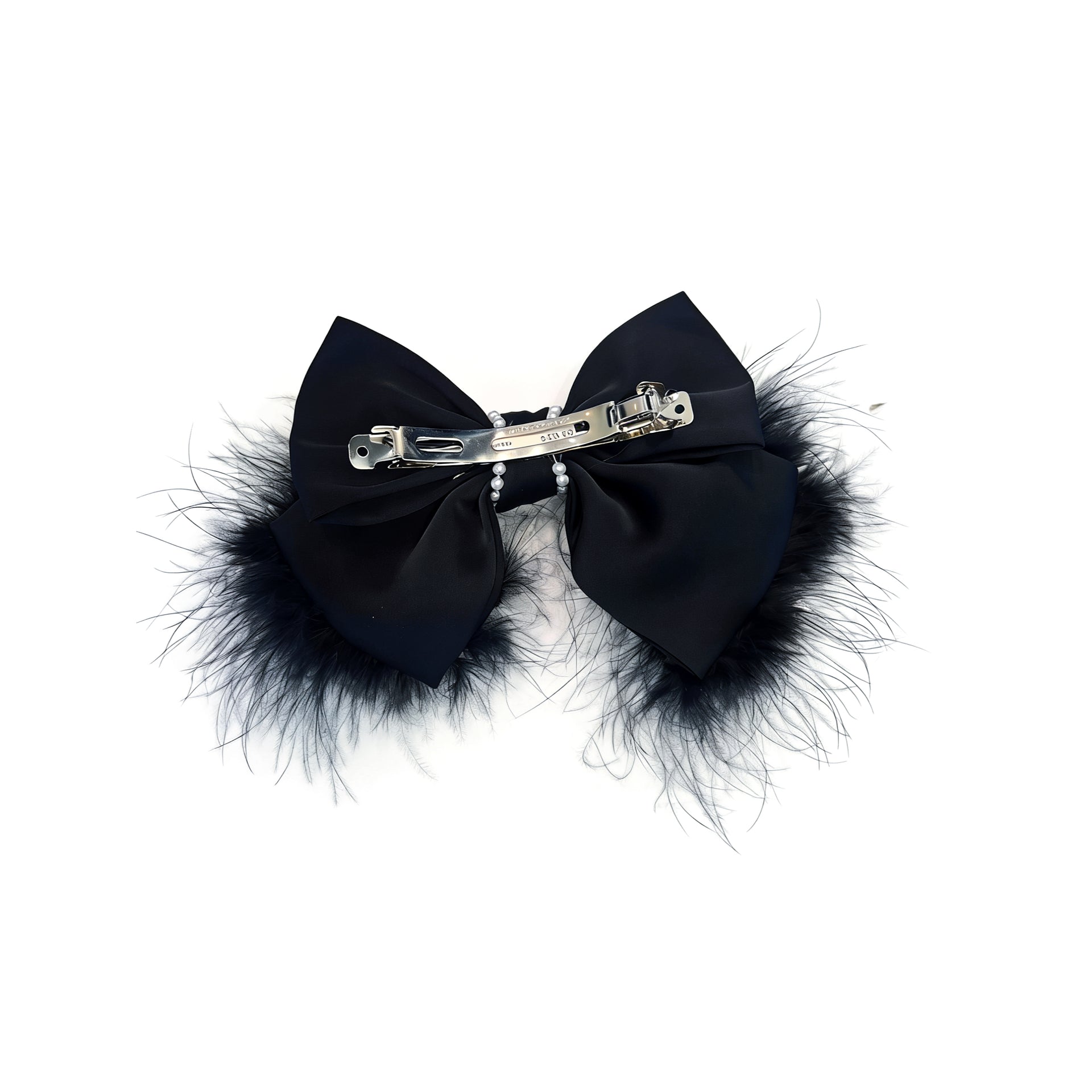 Perla Plume Satin Ostrich Bow Barrette - MOGHANT