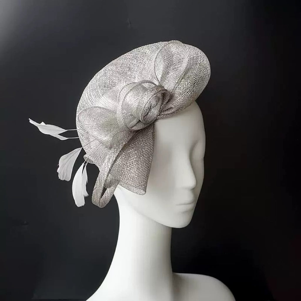 Abacá Bow & Plume Fascinator F3008 - MOGHANT