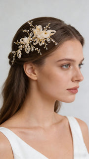 Elysian Handwoven Blossom Vine Bridal Hair Clip - MOGHANT