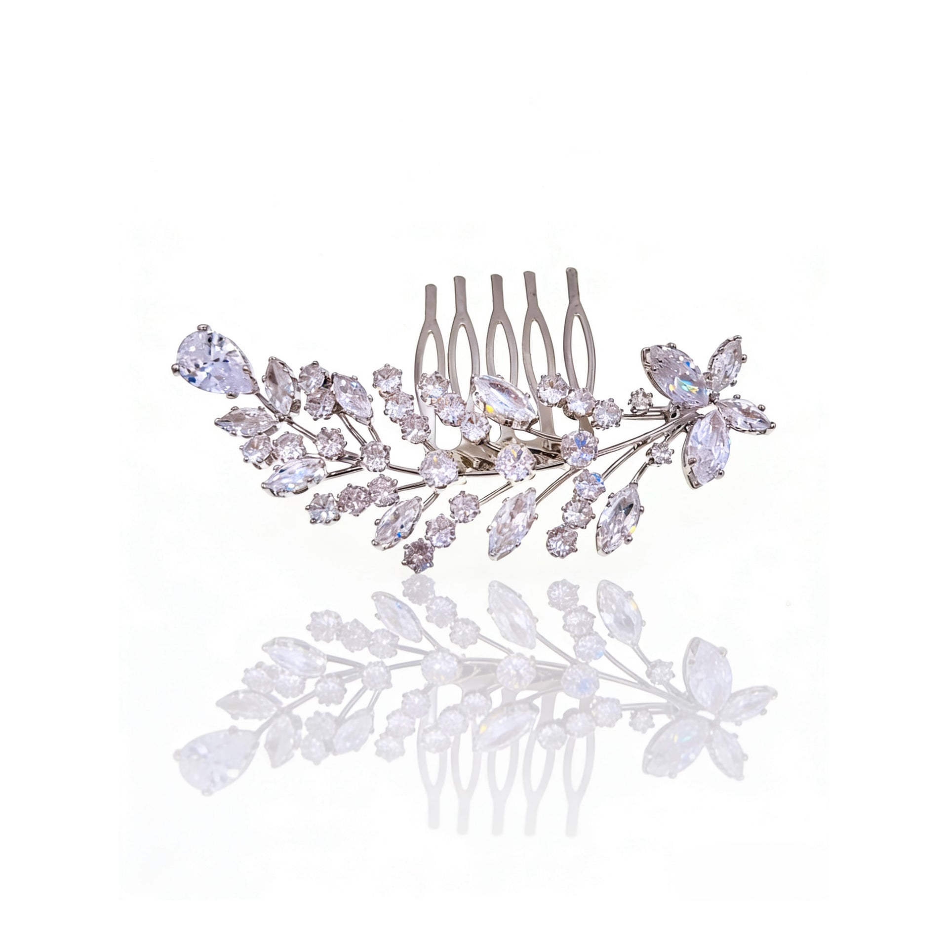 Lumina Butterfly Dewdrop Bridal Hair Comb - MOGHANT