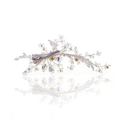 Elysian Handwoven Crystal Leaf Cascade Bridal Hair Clip - MOGHANT