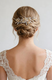 Elysian Handwoven Elongated Vine Elegance Bridal Hair Clip - MOGHANT