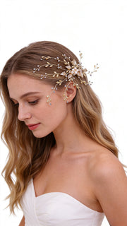 Elysian Handwoven Radiant Pearl Aura Bridal Hair Clip - MOGHANT