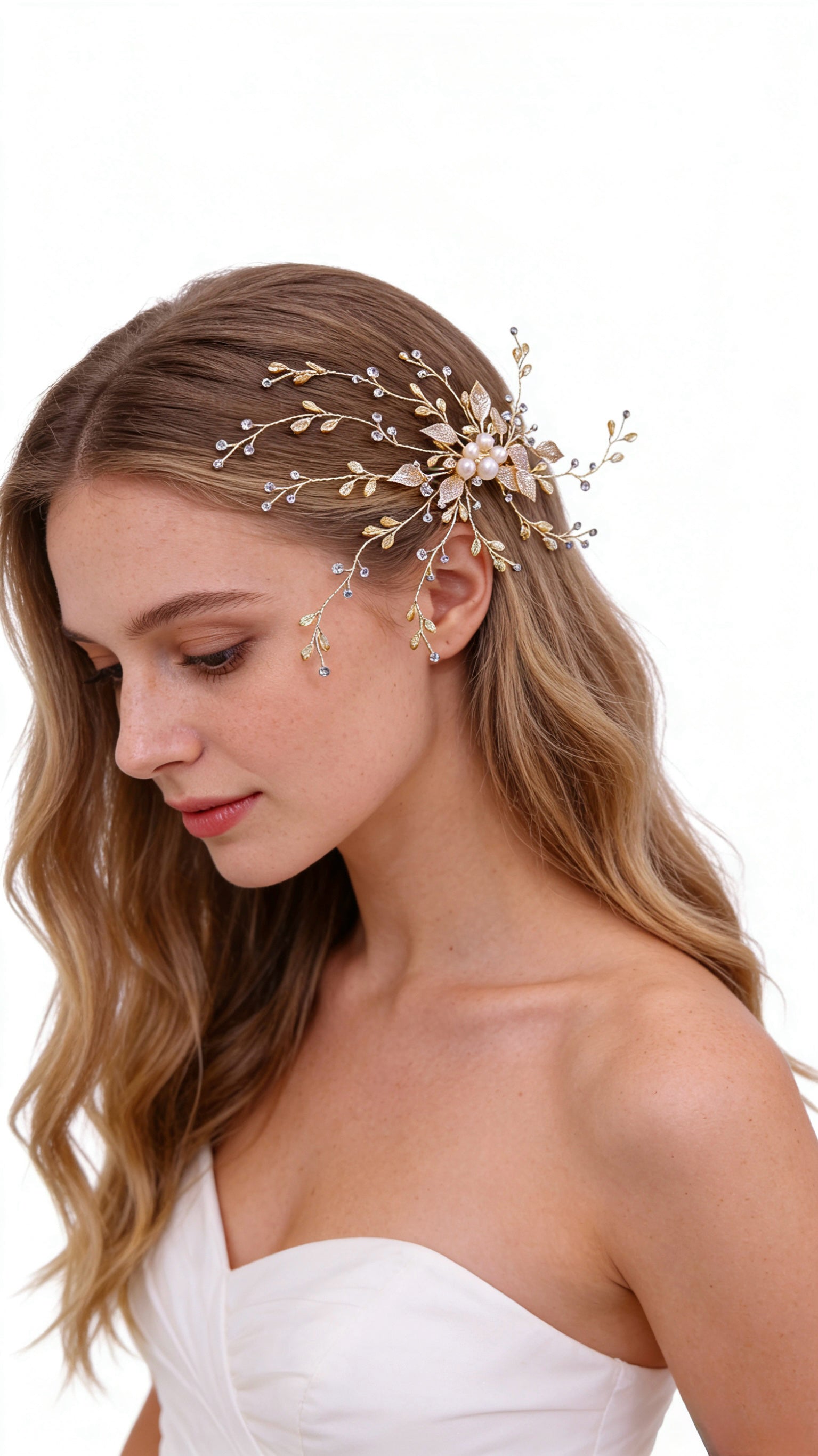 Elysian Handwoven Radiant Pearl Aura Bridal Hair Clip - MOGHANT