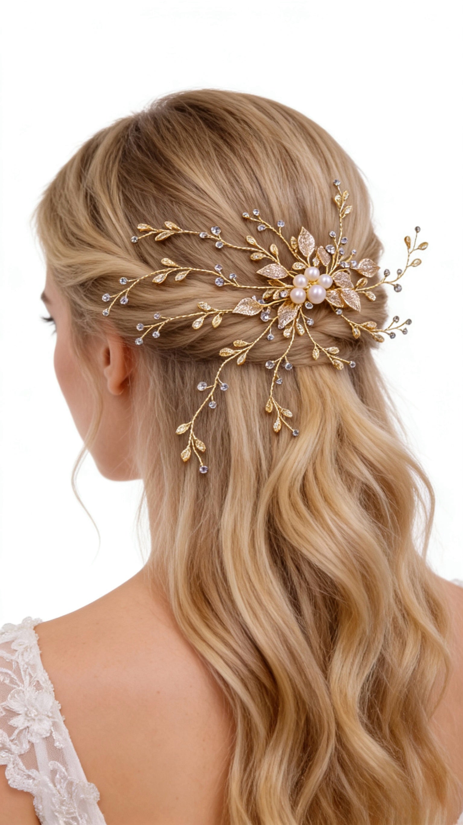 Elysian Handwoven Radiant Pearl Aura Bridal Hair Clip - MOGHANT