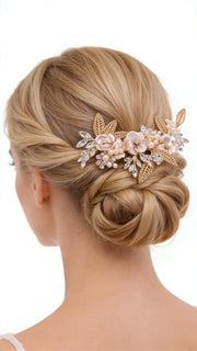 Elysian Handwoven Vintage Metal Crystal Bloom Bridal Hair Clip - MOGHANT