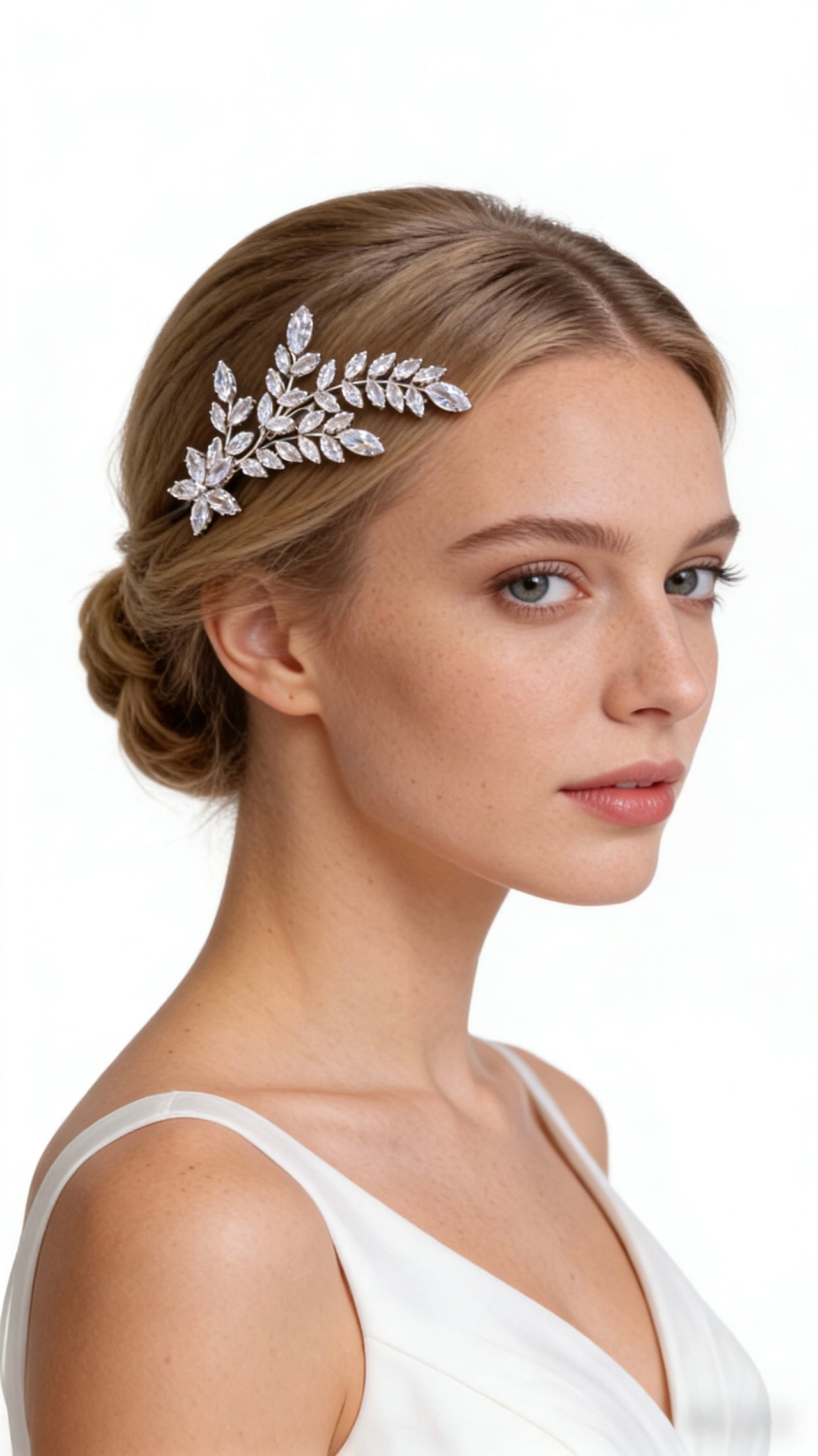 Aurora Laurel Crystal Bridal Hair Comb