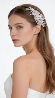 Elysian Handwoven Emerald Jelly Crystal Foliage Bridal Hair Clip - MOGHANT