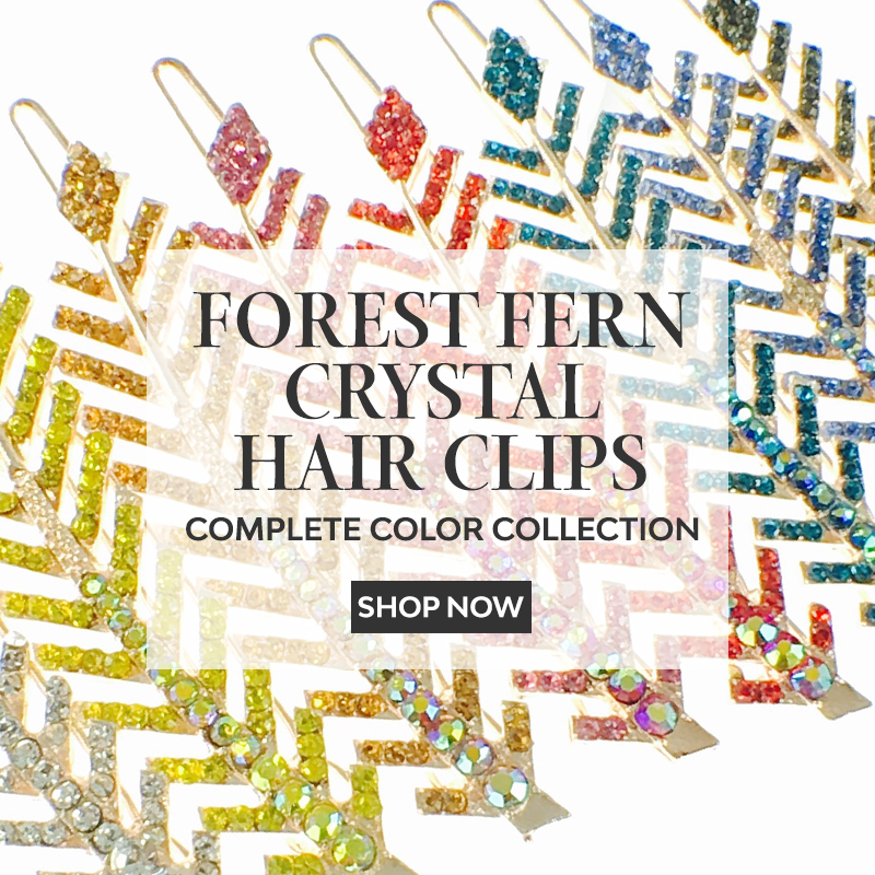 Moghant Forest Fern Crystal Hair Clips