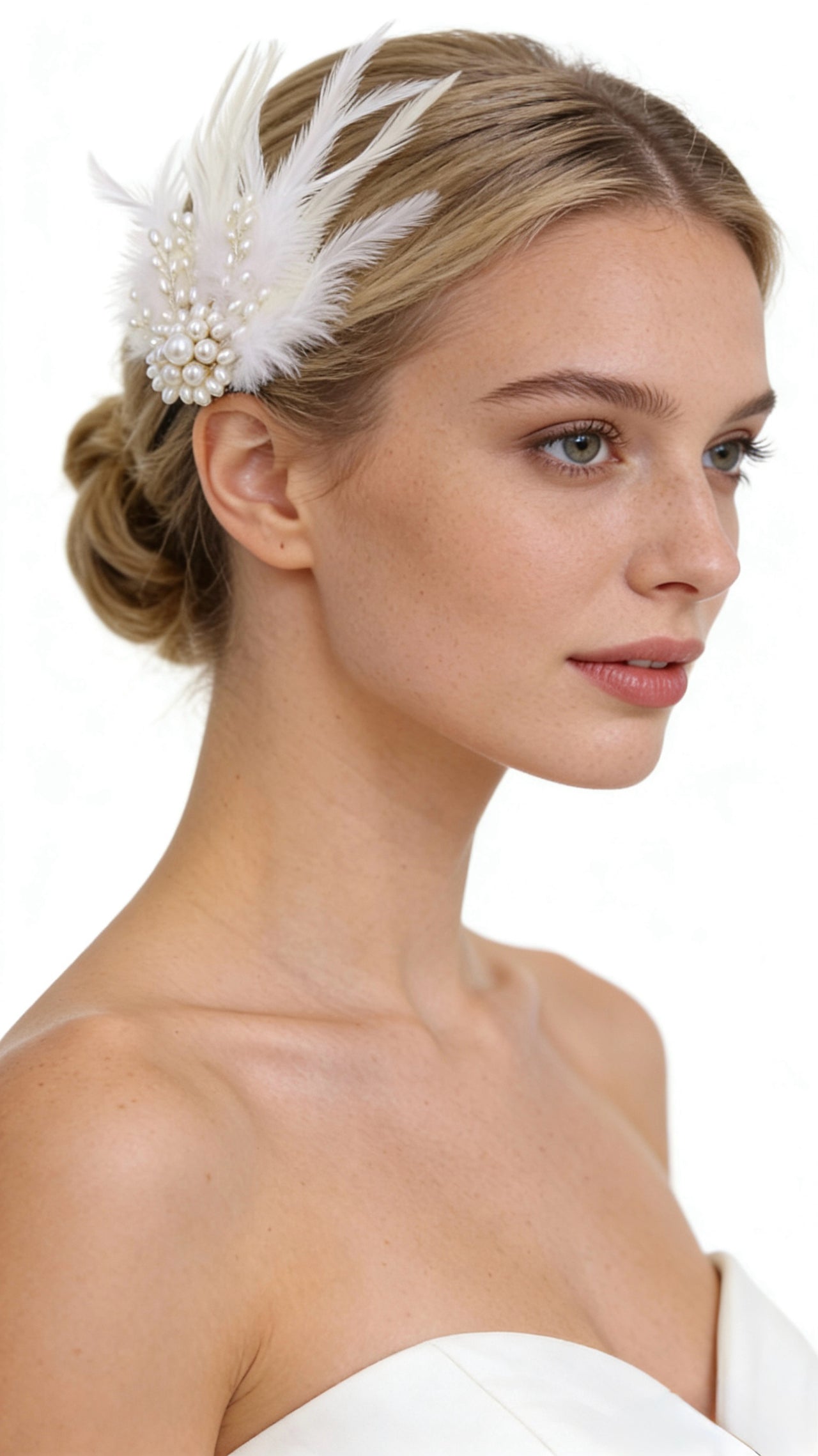 Elysian Handwoven Pearl Feather Opulence Brooch & Hair Clip