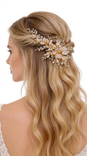 Elysian Handwoven Budding Rose Luxe Bridal Hair Clip - MOGHANT